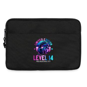 14. Geburtstag Junge Mädchen Gaming Level 14 Jahre - Laptoptasche 13" - Schwarz - Vorne