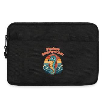 Stolzes Seepferdchen Schwimmen Retro Design - Laptoptasche 13" - Schwarz - Vorne