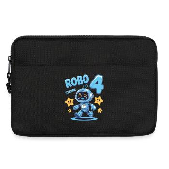 Motif d’anniversaire robot : cadeau de garçon de 4 ans - Sacoche pour ordinateur portable 13 pouces - noir - Devant
