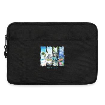 Mexico Vacation Travel – Beach & Pyramids Motif - Laptop bag 13" - black - Front