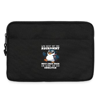 Wer nicht mit mir auskommt Pinguin Spruch - Laptoptasche 13" - Schwarz - Vorne