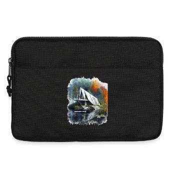 ABANDONED LUXURY - Modern A-Frame Ruins Sketch - Laptop bag 13" - black - Front