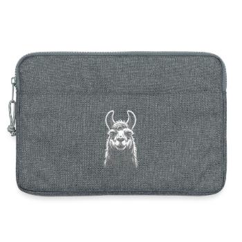 Portrait de lama - Sacoche pour ordinateur portable 13 pouces - gris chiné - Devant