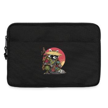 Raccoon Samurai with Straw Hat - Laptop bag 13" - black - Front