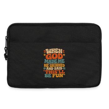 Retro Spruch: Gott Mich Zum Spaß Gemacht - Laptoptasche 13" - Schwarz - Vorne