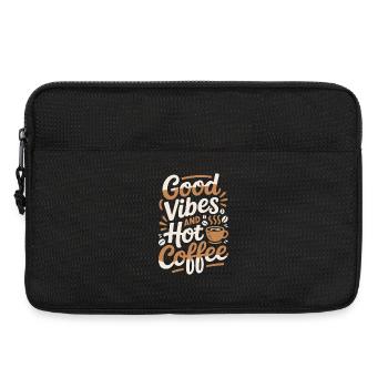 Gute Vibes, heißer Kaffee Morgenmuffel Geschenk - Laptoptasche 13" - Schwarz - Vorne