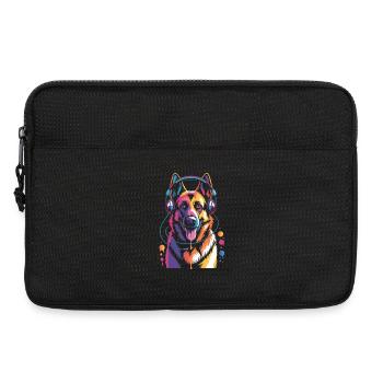 Deutscher Schäferhund mit Kopfhörer - Laptoptasche 13" - Schwarz - Vorne