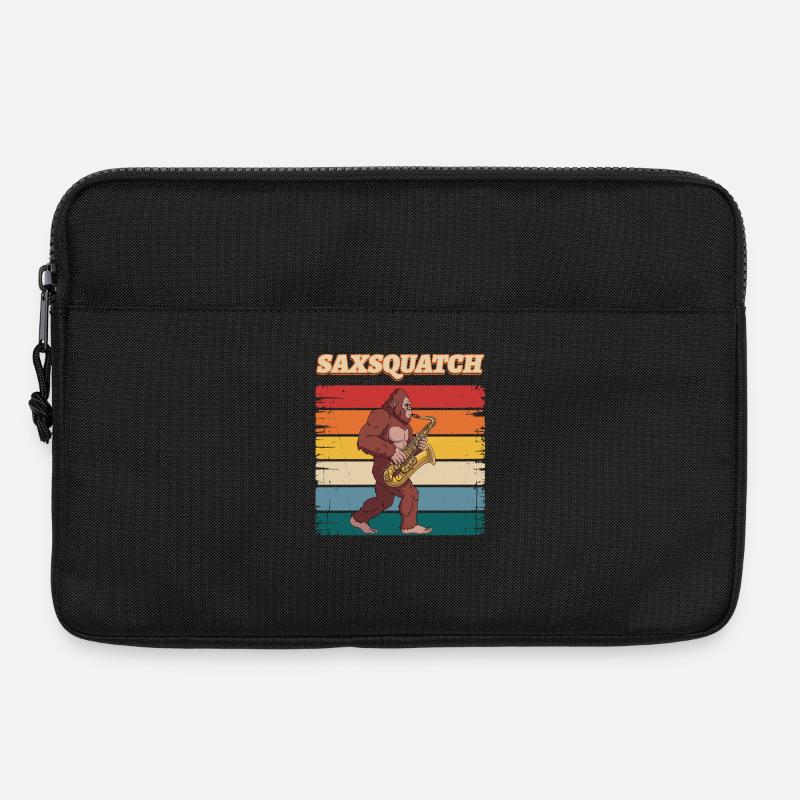 Sax Squatch on Retro Stripes - Laptop bag 13" - black