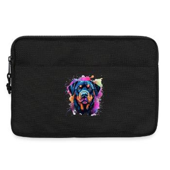 Lebendiger Rottie-Porträt-Spritzer - Laptoptasche 13" - Schwarz - Vorne