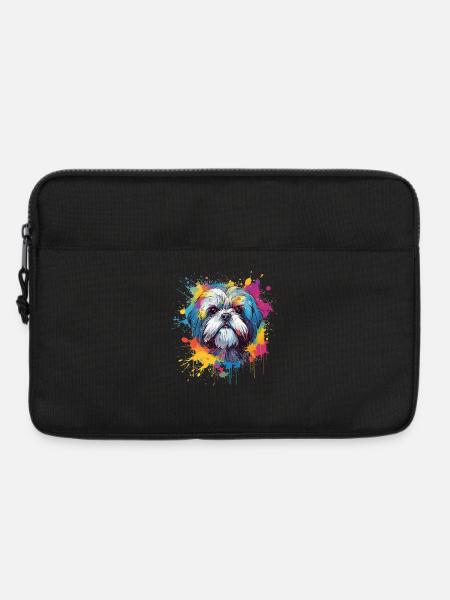 Shih Tzu Dog Colorful Splash Art - Laptop bag 13" - black