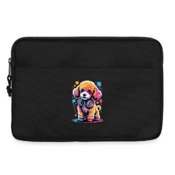 Caniche avec un casque - Sacoche pour ordinateur portable 13 pouces - noir - Devant