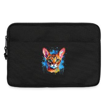 Art éclaboussuré de chat abyssinienne graphique coloré - Sacoche pour ordinateur portable 13 pouces - noir - Devant