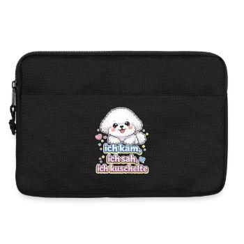 Kuschelhund Spruch Ich kam, ich sah, ich kuschelte - Laptoptasche 13" - Schwarz - Vorne