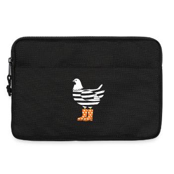 Streifenhuhn in Orange Stiefeln - Laptoptasche 13" - Schwarz - Vorne