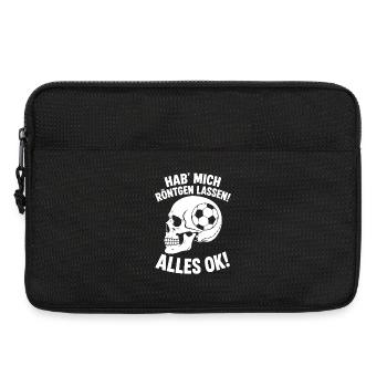 Fußball im Kopf Röntgen Humor Shirt - Laptoptasche 13" - Schwarz - Vorne