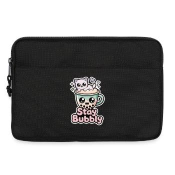 Chemise Stay Pétillante avec Chat – Chemise Bubble Tea - Sacoche pour ordinateur portable 13 pouces - noir - Devant