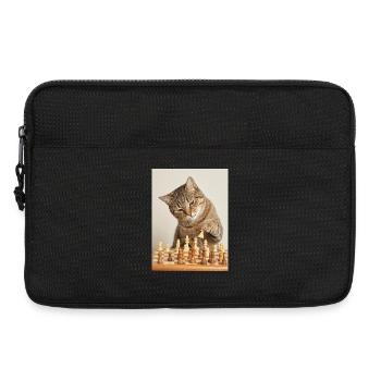 Cat playing chess - Laptop bag 13" - black - Front