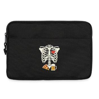 Papa-Skelett Halloween-Bier Pizza lustige Schwangerschaft - Laptoptasche 13" - Schwarz - Vorne