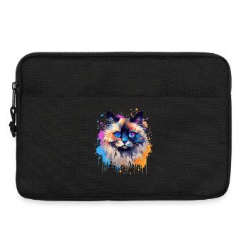 Art coloré sur le visage de chat Birman avec éclaboussures - Sacoche pour ordinateur portable 13 pouces - noir - Devant