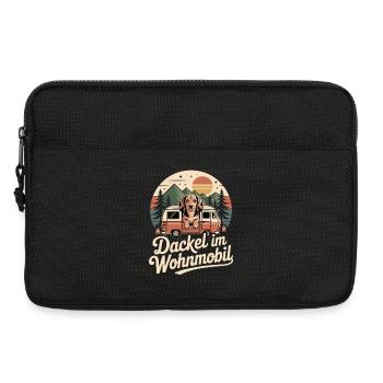 Dackel im Wohnmobil - Laptoptasche 13" - Schwarz - Vorne