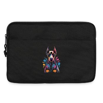 Doberman avec casque - Sacoche pour ordinateur portable 13 pouces - noir - Devant
