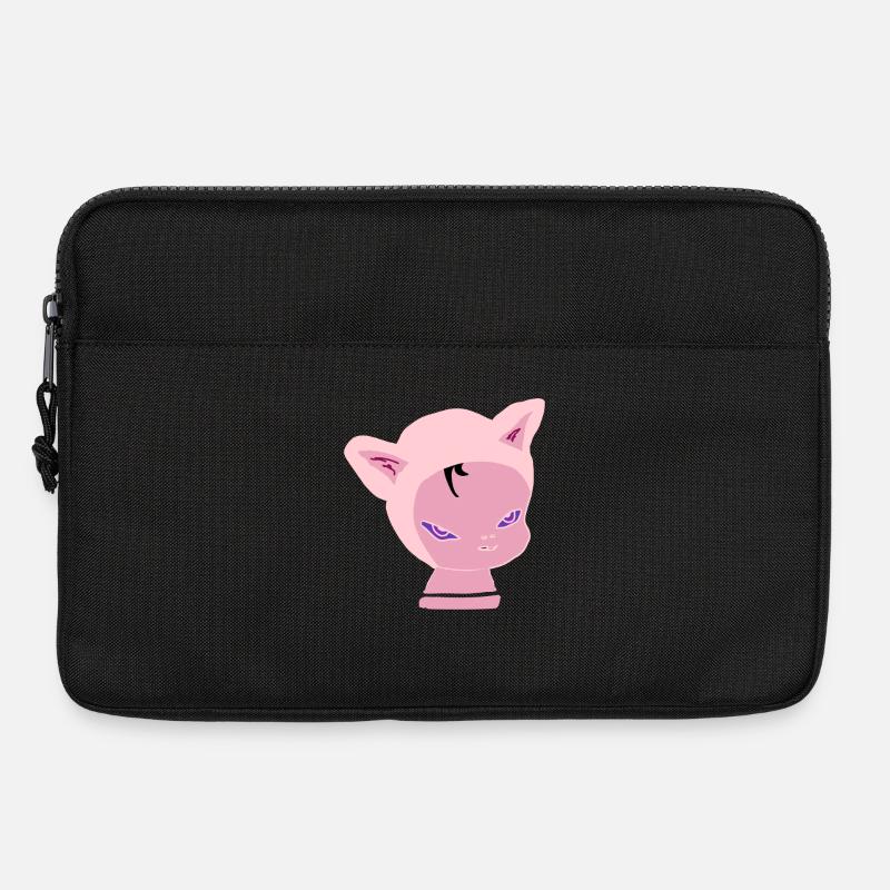 Pink Cat Kopf: Neon-Lila Blick - Laptoptasche 13" - Schwarz