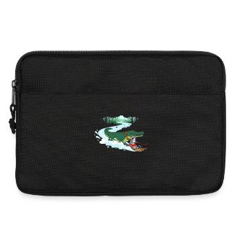 Krokodil Surfer und Katzenbegleiter - Laptoptasche 13" - Schwarz - Vorne