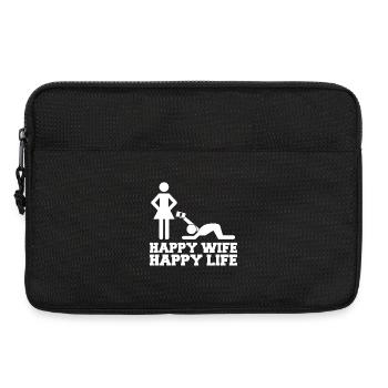 Happy Wife Happy Life Cartoon - Laptop bag 13" - black - Front