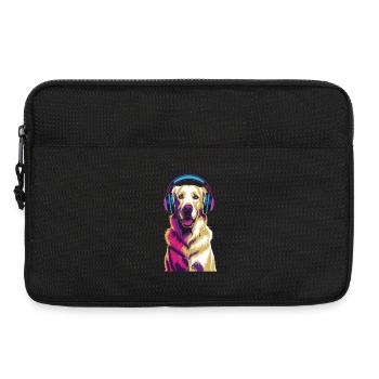 Golden Retriever avec des écouteurs - Sacoche pour ordinateur portable 13 pouces - noir - Devant