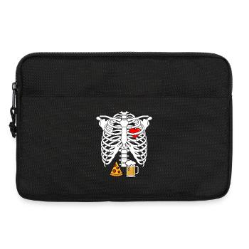 Papa-Skelett Halloween-Bier Pizza lustige Schwangerschaft - Laptoptasche 13" - Schwarz - Vorne