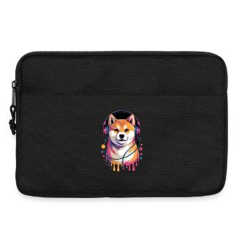 Shiba Inu Kopfhörer - Laptoptasche 13" - Schwarz - Vorne
