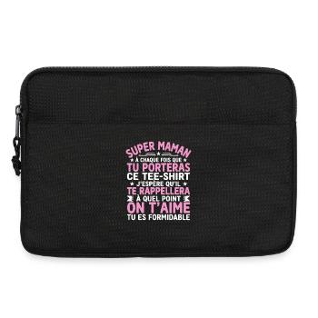 Super Maman Cadeau Humour Personnalisé - Sacoche pour ordinateur portable 13 pouces - noir - Devant