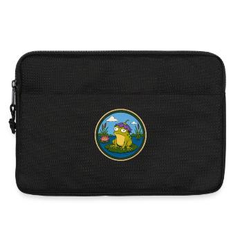 Frosch auf Seerosenblatt Badge - Laptoptasche 13" - Schwarz - Vorne