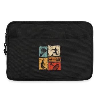 Badminton print with player, racket, shuttlecock - Laptop bag 13" - black - Front