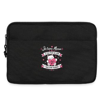 Je t aime Maman Coeur Rose et Chat - Sacoche pour ordinateur portable 13 pouces - noir - Devant