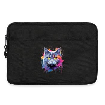 Éclaboussures colorées de chat Chartreux - Sacoche pour ordinateur portable 13 pouces - noir - Devant