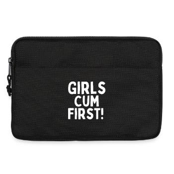 Girls Cum First T-shirt typographique en graisse - Sacoche pour ordinateur portable 13 pouces - noir - Devant