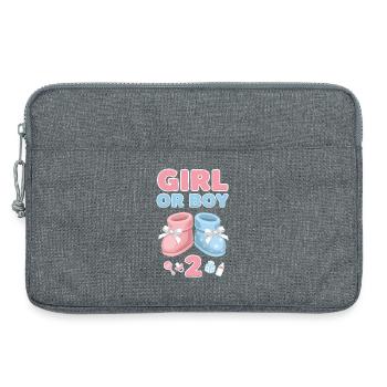 Révélation de sexe : fille ou garçon 2 baby shower bébé - Sacoche pour ordinateur portable 13 pouces - gris chiné - Devant