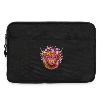 Vache avec des lunettes en forme de cœur - Sacoche pour ordinateur portable 13 pouces - noir - Devant