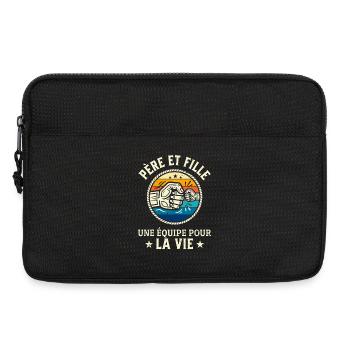 Pere Et Fille Equipe Pour La Vie Vintage - Sacoche pour ordinateur portable 13 pouces - noir - Devant