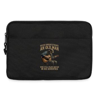 Vieil homme jouant de la guitare anniversaire des années 70 - Sacoche pour ordinateur portable 13 pouces - noir - Devant