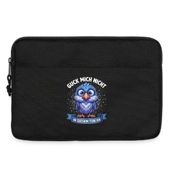 Blauer Papagei Spruch: Guck Mich Nicht - Laptoptasche 13" - Schwarz - Vorne