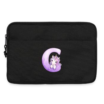 Buchstabe C Lila Einhorn - Laptoptasche 13" - Schwarz - Vorne