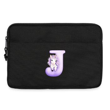 Buchstabe D Lila Einhorn - Laptoptasche 13" - Schwarz - Vorne
