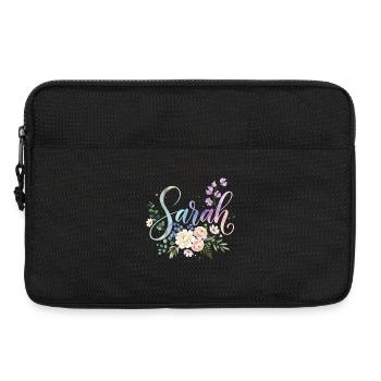 Sarah Aquarelle Initiale de la fleur - Sacoche pour ordinateur portable 13 pouces - noir - Devant