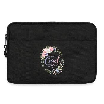 Carol Floraler Kranz mit Schrift - Laptoptasche 13" - Schwarz - Vorne
