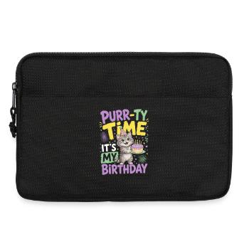 Ronronn-ty Temps Fête Chat Chapeau Anniversaire - Sacoche pour ordinateur portable 13 pouces - noir - Devant