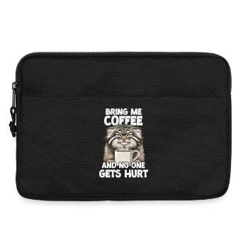 Slogan du café du chat de Pallas T | Matins bougons - Sacoche pour ordinateur portable 13 pouces - noir - Devant