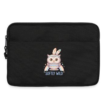 Softly Wild Owl and Rainbow for Kids - Laptop bag 13" - black - Front