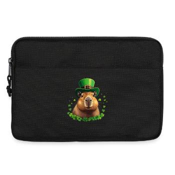 Shamrock Capybara under St Patrick's Hat - Laptop bag 13" - black - Front